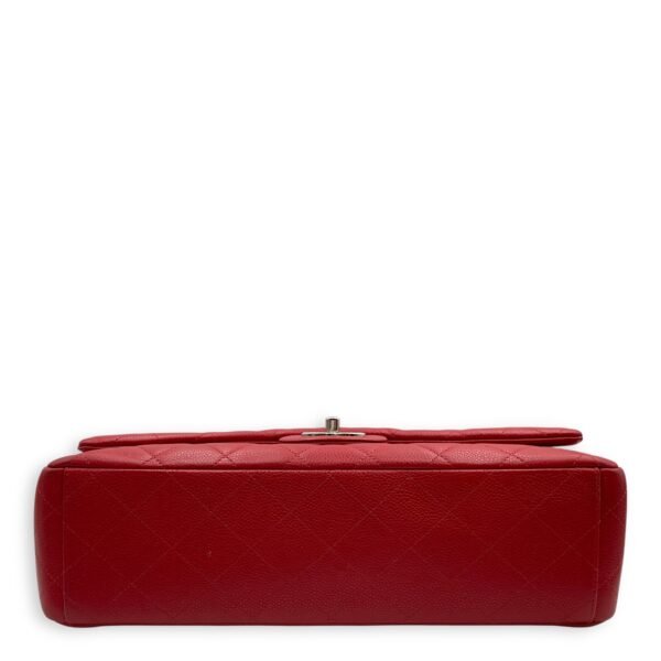 Classic Double Flap Maxi Red Shoulder Bag in Caviar Leather, Silver hardware - Image 5