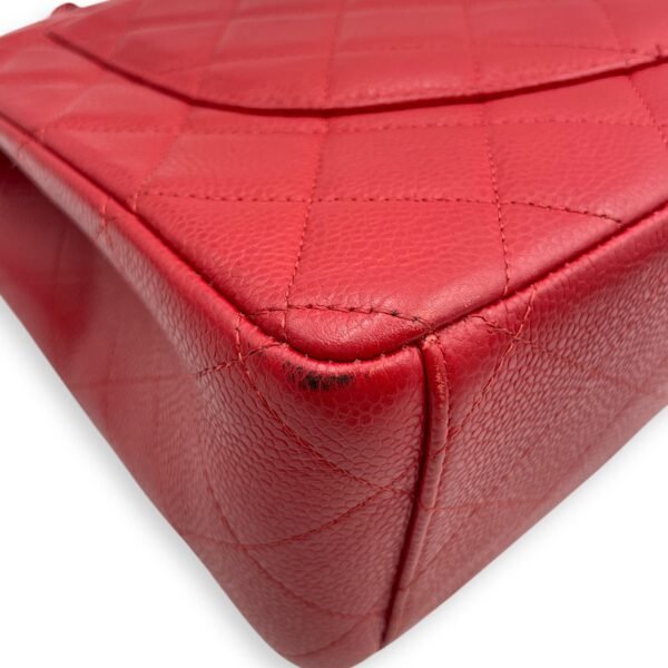 Classic Double Flap Maxi Red Shoulder Bag in Caviar Leather, Silver hardware - Image 9