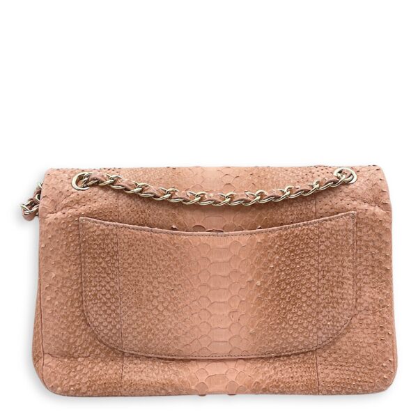 Classic Double Flap Jumbo Pink Shoulder Bag in Python Leather, Gold hardware - Image 2