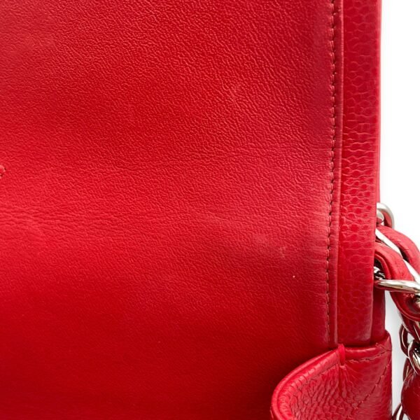 Classic Double Flap Maxi Red Shoulder Bag in Caviar Leather, Silver hardware - Image 11