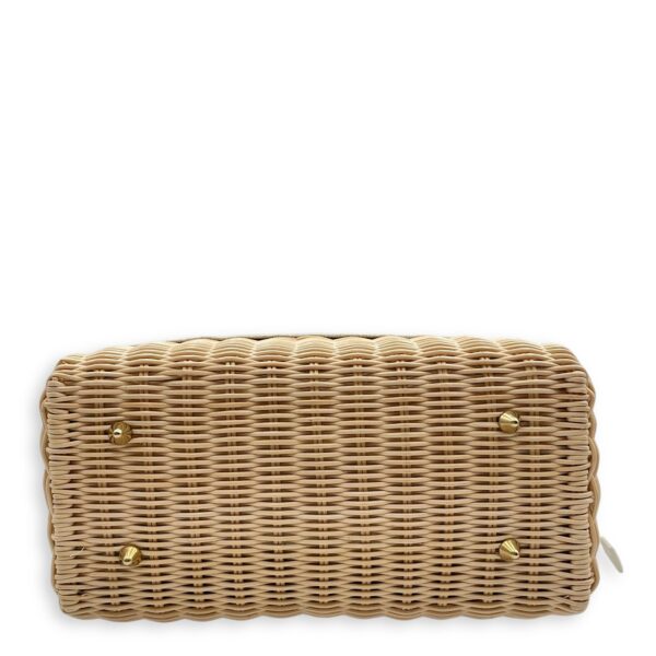 Lady Dior Wicker Medium Multi-colour Crossbody Bag in Rattan, cotton canvas, calf, Gold hardware - Image 5