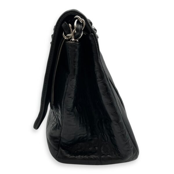 31 Rue Cambon Reissue Flap Maxi Black in Calfskin, Silver hardware - Image 4
