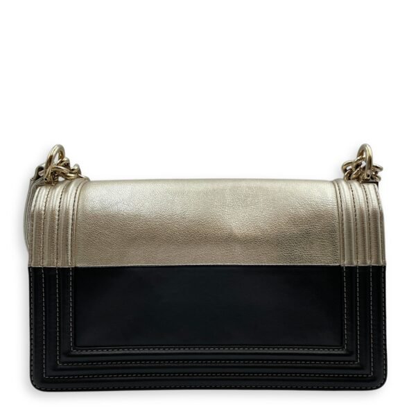 Bi-color Boy (25cm) Medium Black/Gold in Calfskin, Gold hardware - Image 2