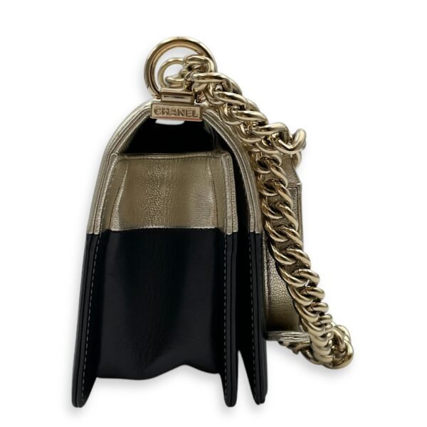 Bi-color Boy (25cm) Medium Black/Gold in Calfskin, Gold hardware - Image 3