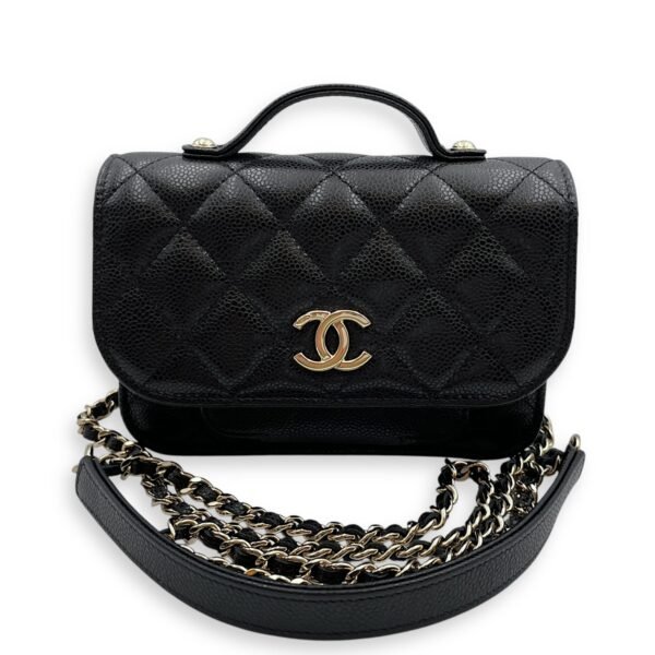 Affinity Clutch On Chain 15x10x4cm Black Crossbody Bag in Caviar Leather, Gold hardware - Image 7