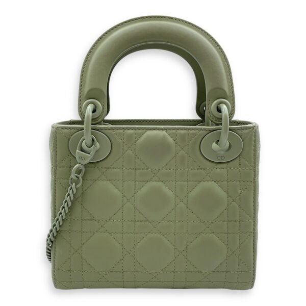 Lady Dior Flap Mini Green Crossbody Bag in Cannage Print Lambskin, Lacquered Metal hardware - Image 2