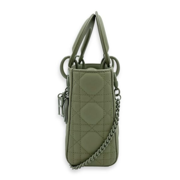 Lady Dior Flap Mini Green Crossbody Bag in Cannage Print Lambskin, Lacquered Metal hardware - Image 4