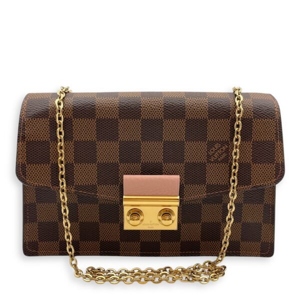 Croisette NM 20.5x12.5x5cm Damier Ebene and Pink Wallet On Chain in, Gold hardware - Image 7