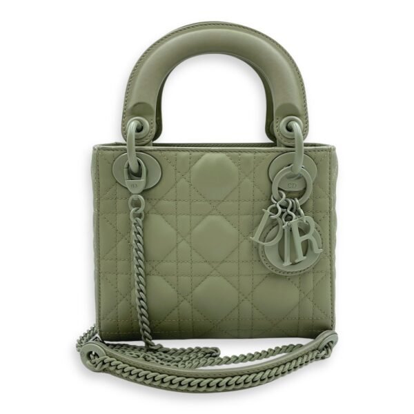 Lady Dior Flap Mini Green Crossbody Bag in Cannage Print Lambskin, Lacquered Metal hardware - Image 10