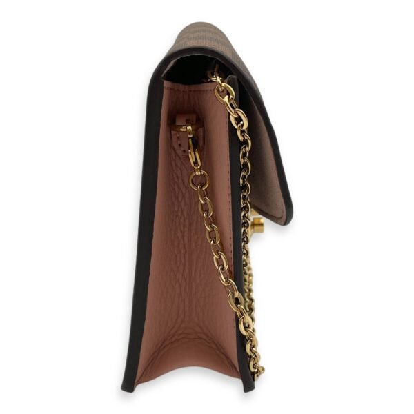 Croisette NM 20.5x12.5x5cm Damier Ebene and Pink Wallet On Chain in, Gold hardware - Image 3