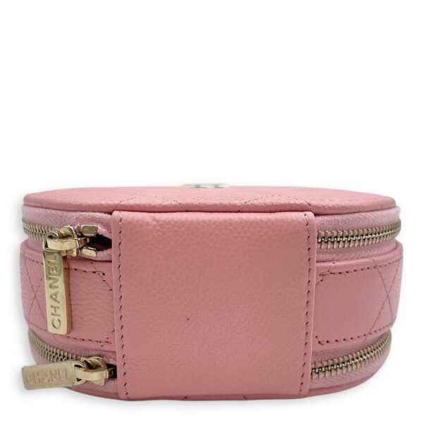 CC Quilted Round Mini Pink Vanity Bag in Caviar Leather, Gold hardware - Image 5