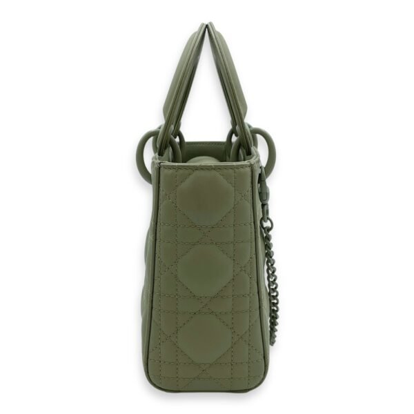 Lady Dior Flap Mini Green Crossbody Bag in Cannage Print Lambskin, Lacquered Metal hardware - Image 3