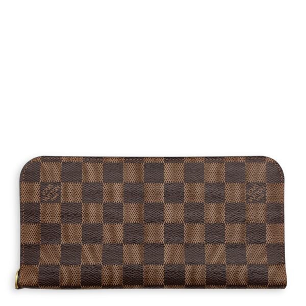 Insolite Damier Ebene Wallet in Calfskin, Gold hardware