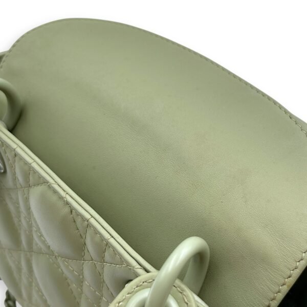 Lady Dior Flap Mini Green Crossbody Bag in Cannage Print Lambskin, Lacquered Metal hardware - Image 9