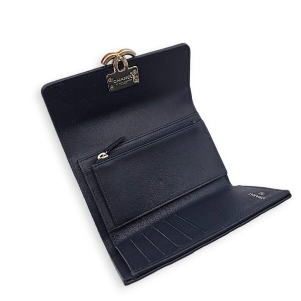CC Compact Wallet 15x10x2cm Blue Wallet in Calfskin, Silver hardware - Image 3