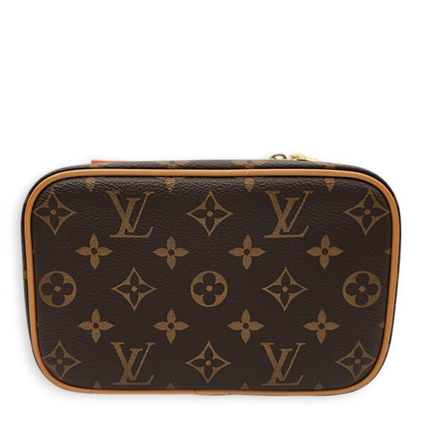 Mini Nice with lotus print bandeau Mini Brown Vanity Bag in Canvas, Gold hardware - Image 5