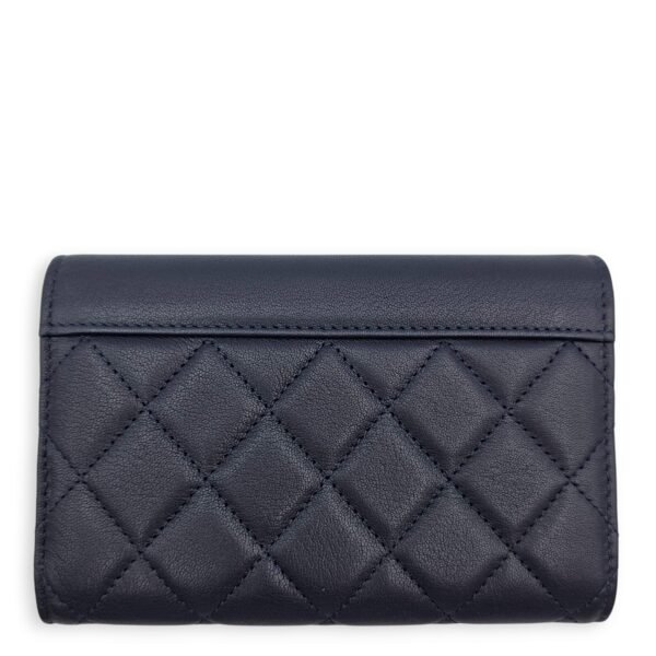 CC Compact Wallet 15x10x2cm Blue Wallet in Calfskin, Silver hardware - Image 2