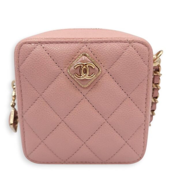 CC Mini Box Vanity 10x10x5cm Pink Crossbody Bag in Caviar Leather, Gold hardware