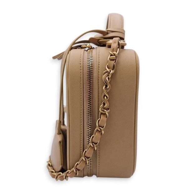 Filigree Vanity Medium Beige Shoulder Bag in Caviar Leather, Gold hardware - Image 5