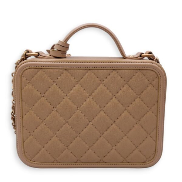 Filigree Vanity Medium Beige Shoulder Bag in Caviar Leather, Gold hardware - Image 3