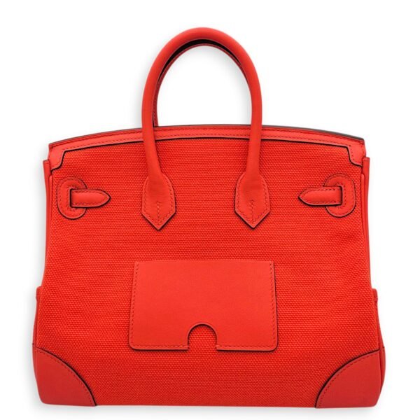 Birkin 25 Orange Field in Swift/Toile, Palladium hardware - Image 2
