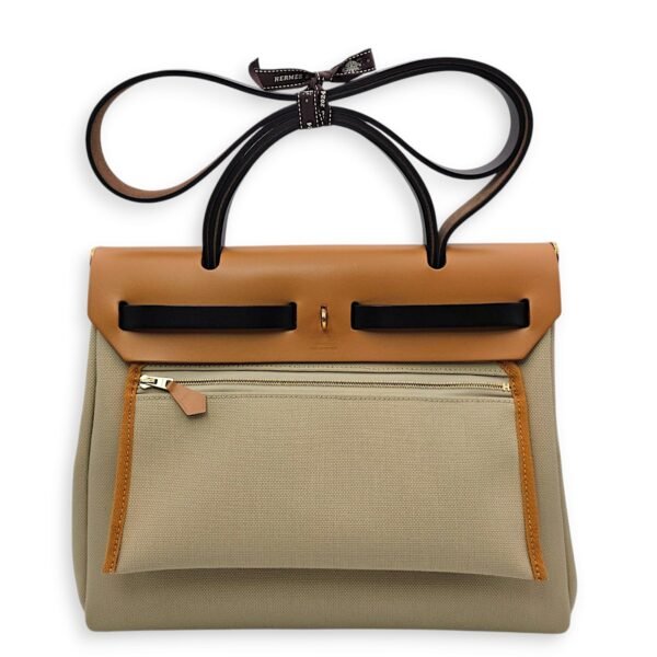 Herbag 31 Beton/Ebene/Naturel in Vache Hunter/Toile, Gold hardware - Image 2