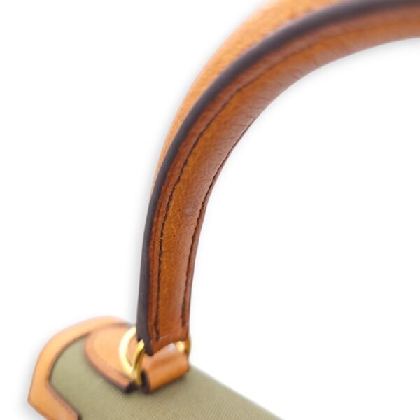 Kelly 28 Naturel/Olive in Porc/Toile, Palladium hardware - Image 4