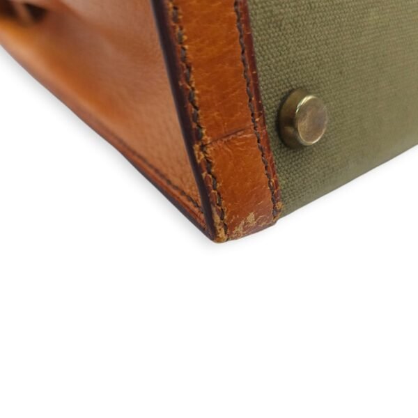 Kelly 28 Naturel/Olive in Porc/Toile, Palladium hardware - Image 6