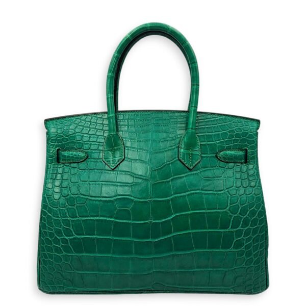 Birkin 30 Malachite in Matte Alligator, Palladium hardware - Image 2