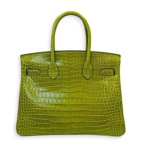 Birkin 30 Vert Anis in Shiny Porosus, Palladium hardware - Image 2