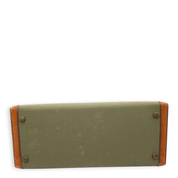 Kelly 28 Naturel/Olive in Porc/Toile, Palladium hardware - Image 14