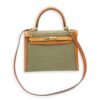 Kelly 28 Naturel/Olive in Porc/Toile, Palladium hardware - Image 12