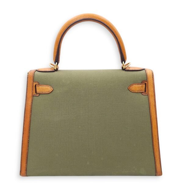 Kelly 28 Naturel/Olive in Porc/Toile, Palladium hardware - Image 2