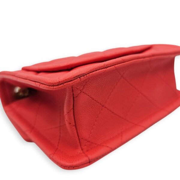 Chanel Quilted Seasonal Flap (Square) Coral Shoulder Bag in Soft Caviar, Gold hardware - Image 11