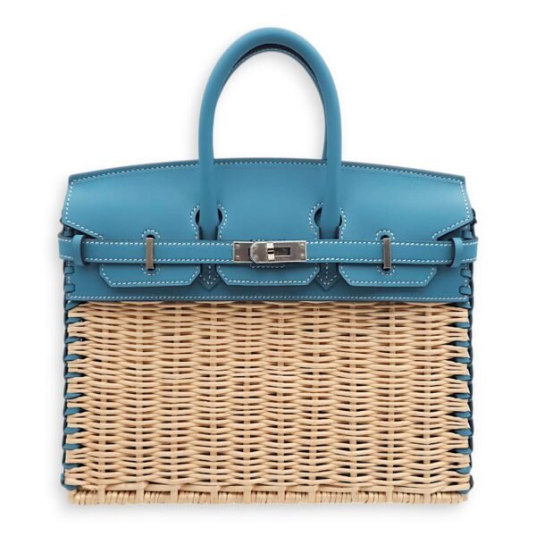 Birkin Picnic 25 Blue Jean in Swift/Osier, Palladium hardware