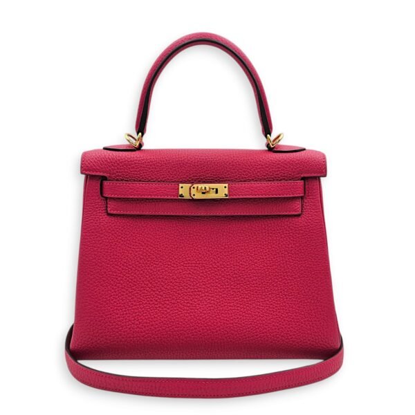 Kelly 25 Framboise in Togo, Gold hardware - Image 8