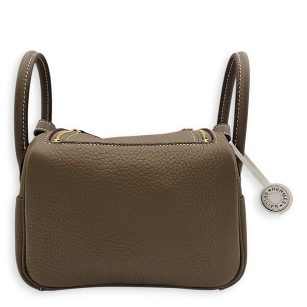 Lindy II Mini Etoupe in Clemence, Gold hardware - Image 2