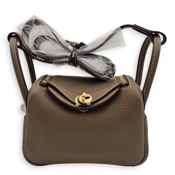 Lindy II Mini Etoupe in Clemence, Gold hardware - Image 3