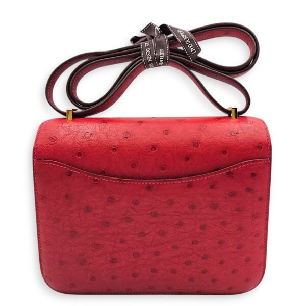 Constance 18 Rouge Vif in Ostrich, Gold hardware - Image 2