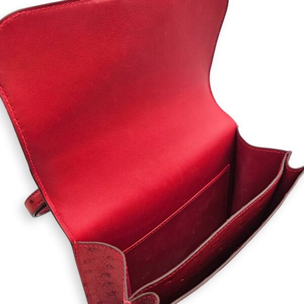 Constance 18 Rouge Vif in Ostrich, Gold hardware - Image 8