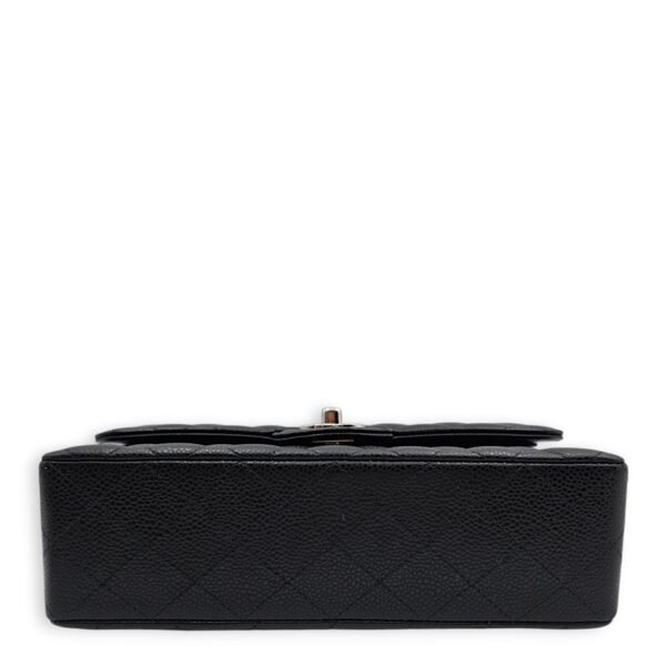 Classic (DF) Small Black Shoulder Bag in Caviar Leather, Silver hardware - Image 5