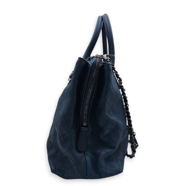 Cc Quilted 2-way Tote 36.5x25x15cm Blue Shoulder Bag in Caviar Leather, Ruthenium-finish Brass hardware - Image 3