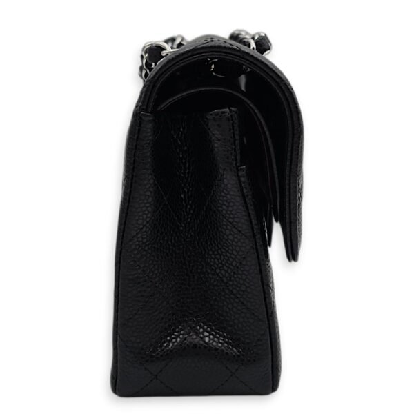 Classic (DF) Small Black Shoulder Bag in Caviar Leather, Silver hardware - Image 3