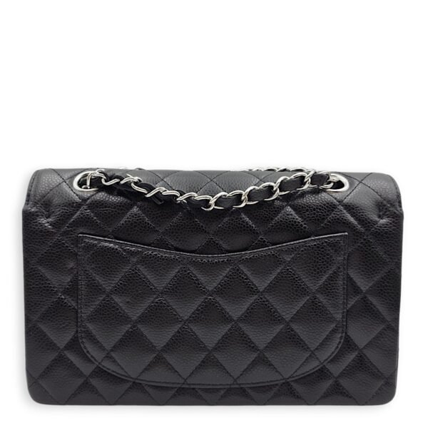 Classic (DF) Small Black Shoulder Bag in Caviar Leather, Silver hardware - Image 2