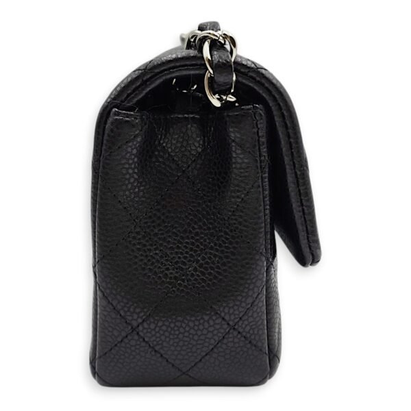 Classic Mini Rectangle Mini Black Crossbody Bag in Caviar Leather, Silver hardware - Image 3