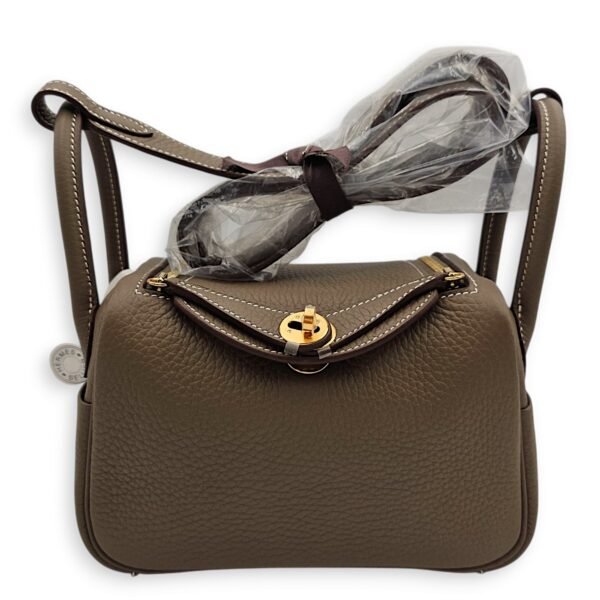 Lindy II Mini Etoupe in Clemence, Gold hardware - Image 3