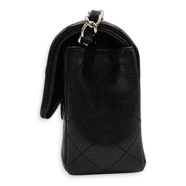 Classic Mini Rectangle Mini Black Crossbody Bag in Caviar Leather, Silver hardware - Image 4