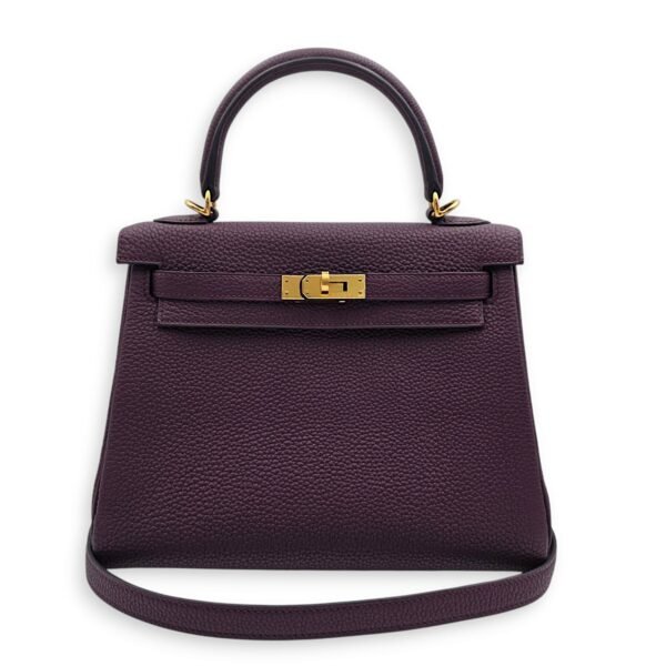 Kelly 25 Cassis in Togo, Gold hardware - Image 9