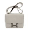 Constance Mirror 18 Blanc/Gris Ciment in Evercolor/Shiny Alligator, Palladium hardware