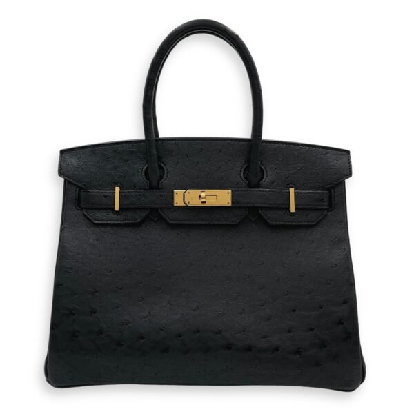 Birkin 30 Black in Ostrich, Gold hardware